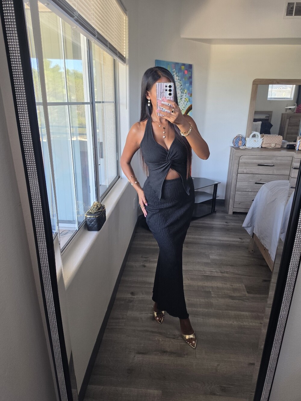 Chic Black Halter Cutout Maxi Dress - Picture 10 of 16